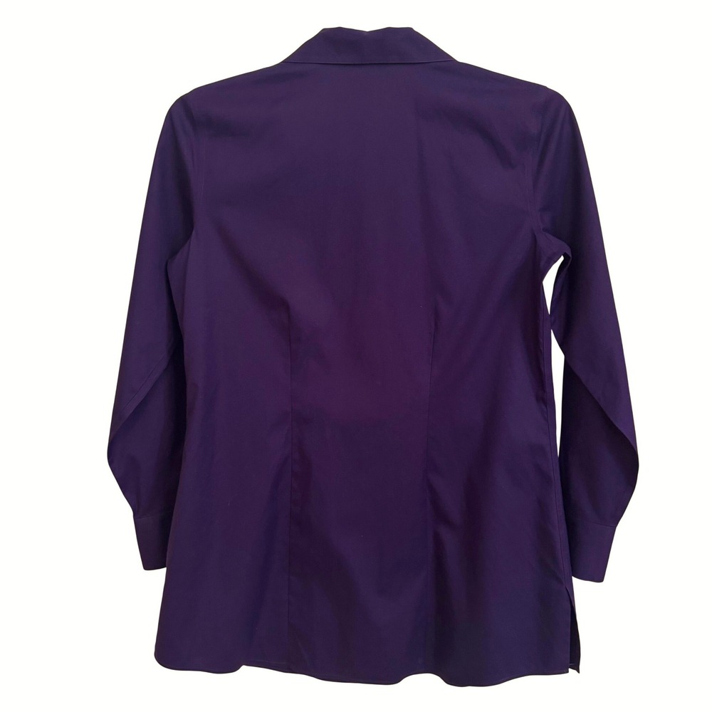 Chicos No-Iron Cotton Button Down Tunic Shirt Purple Long Sleeve Womens Size 1 - Picture 5 of 5